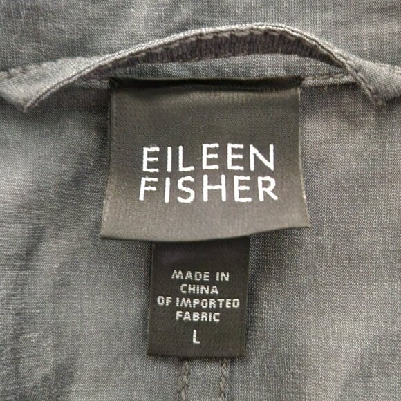 Eileen Fisher Crinkle Gray Belted Topper Coat Dress - Picture 4 of 6